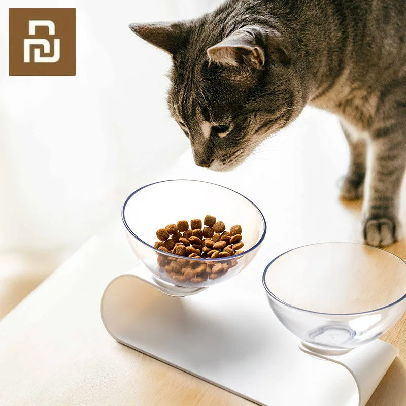

Jordan&Judy PE001 Pet Dog Cat Pet Double Bowls Transparent Tilt Design Healthy Material Pets Cats Kitten Feeder Bowls