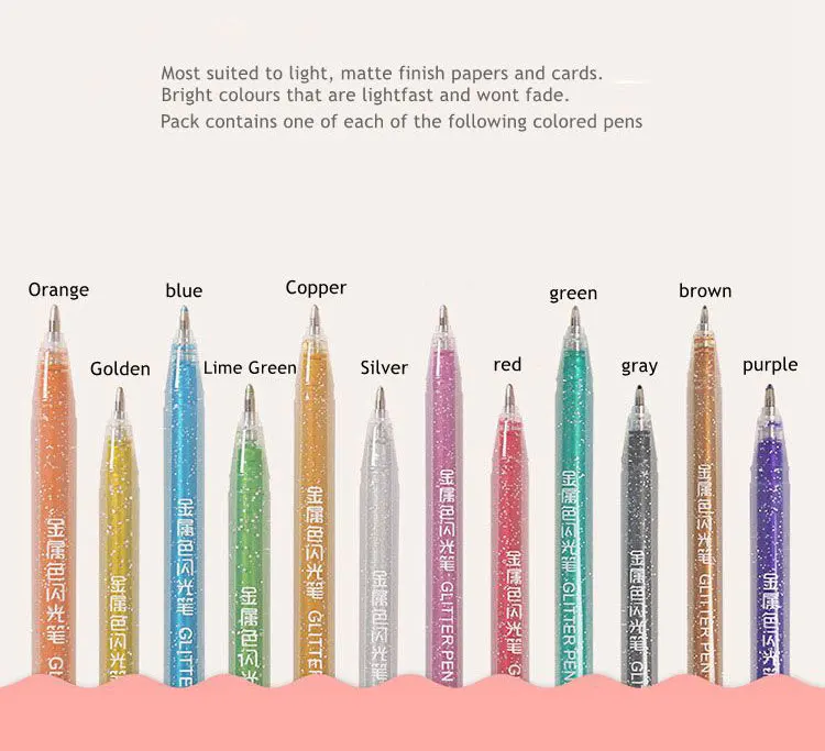 12 farben Highlighter Pen-Set Nette Glitter Farbe Gel Stift Malerei Schreiben Werkzeug Für Mädchen Kinder Geschenke DIY Schule Kunst schreibwaren – Detail 4