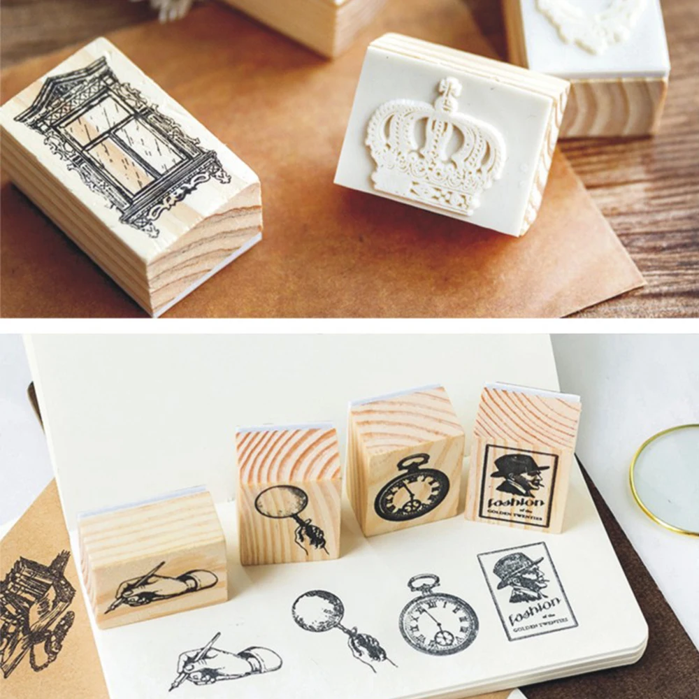 Винтажная памятка деревянная запись резиновый альбом дневник украшение сделай