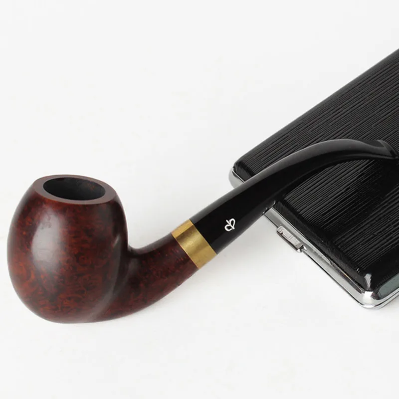

RU-NewBee Briar Wood flared Handmade Bent Smoking pipe with gold ring Tobacco Pipe with 9mm filter aa0078s
