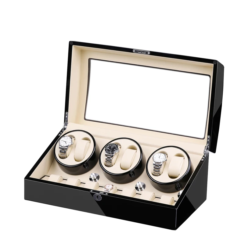 

Black Wood Baking 6+7 Inside Buff Watch Winder for automatic watches watch box automatic winder storage display case box