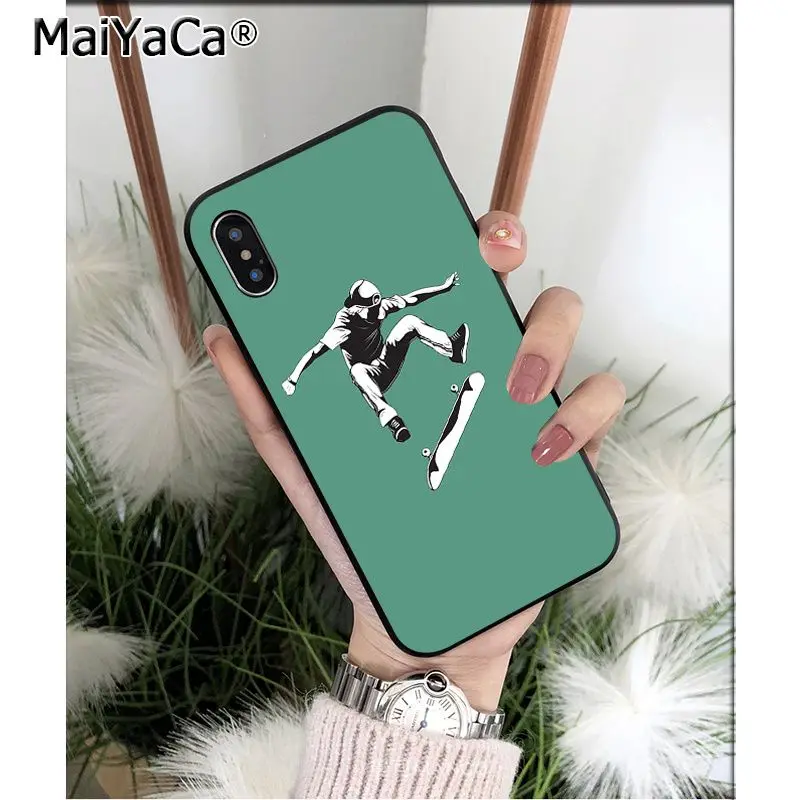 MaiYaCa Скейтборд Череп Скелет ТПУ мягкий чехол для телефона iPhone 8 7 6 6S Plus 5 5S SE XR X XS MAX