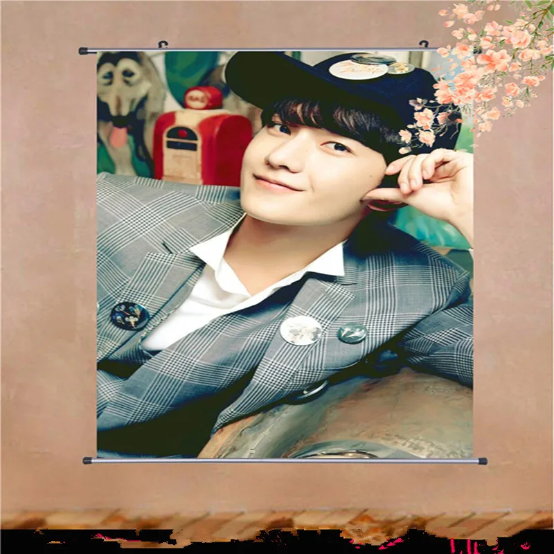 Печать с фото KPOP тканевая висячая Картина Настенная прокрутка декоративный