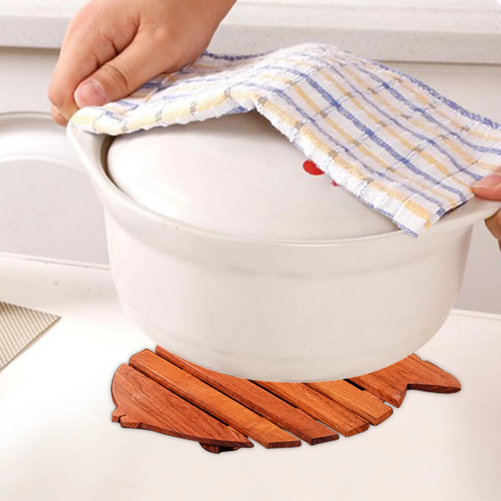 Изоляционный коврик из натурального красного дерева для посуды набор горячего