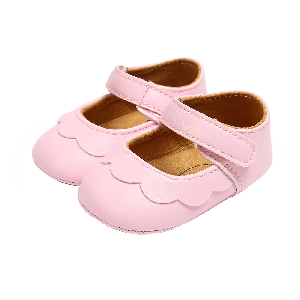 

2020 Baby Shoes Infant Newborn Baby Girl Princess Non-Slip Lace Flower Baby Shoes Solid First Walkers