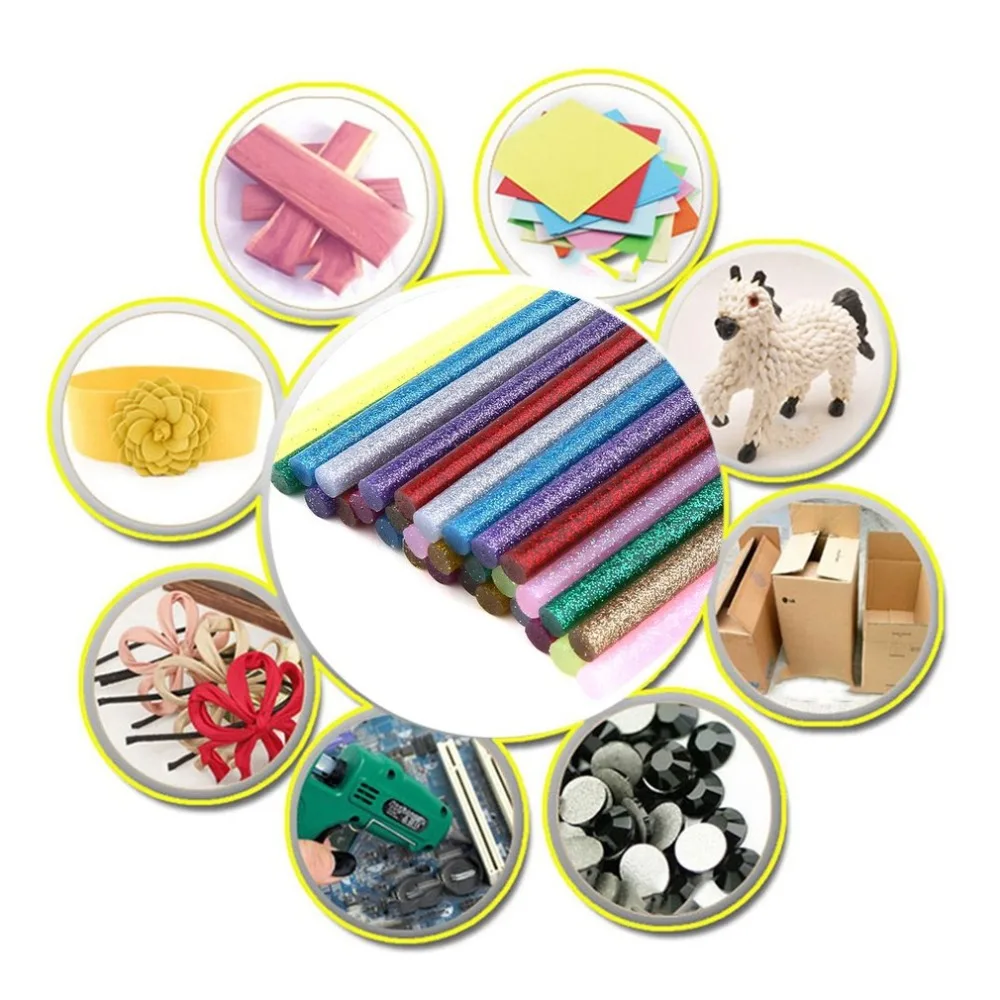 

30pcs/pack Multi Colors Glitter Hot Glue Sticks Non-toxic High Adhesive Sticks Melt Glue DIY Decor Handcraft Tools