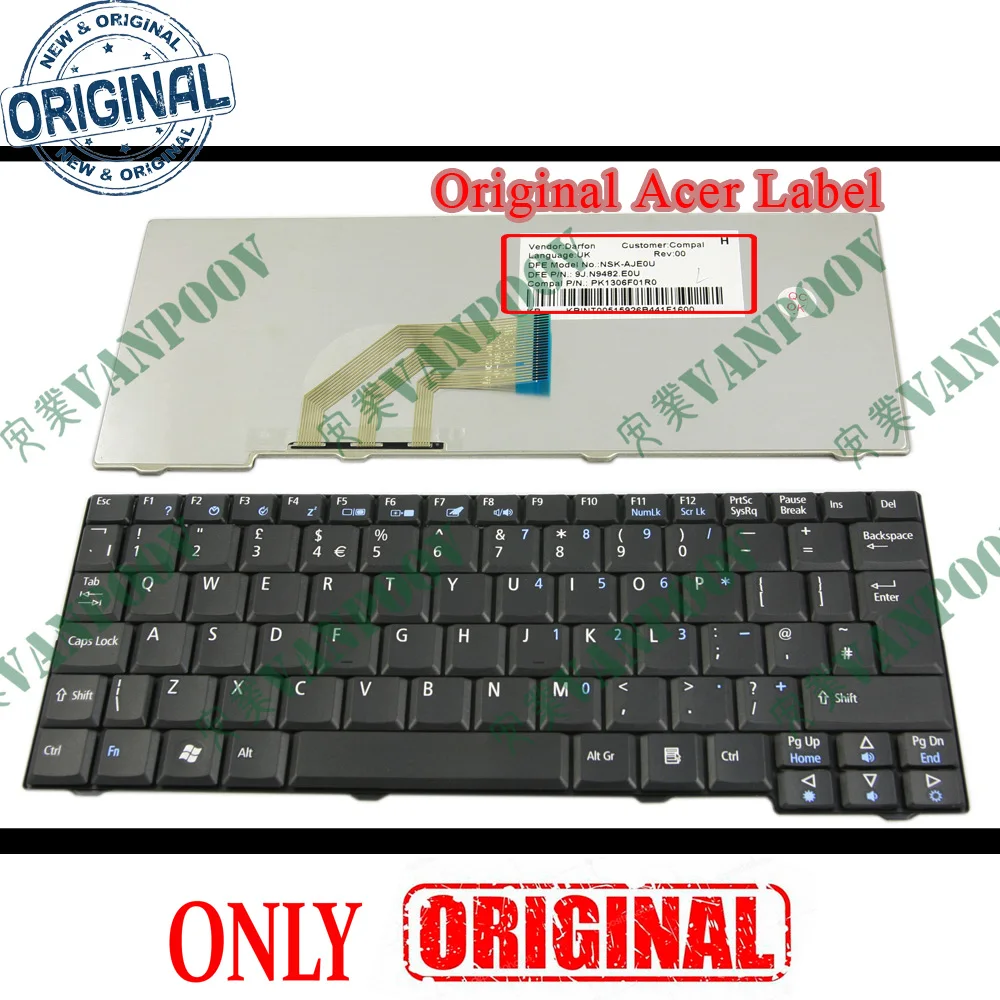 Новая клавиатура для ноутбука Acer Aspire One 531H D150 D250 P531 AOA150 ZG5 ZG8 Emachines EM250 Black UK GB версия