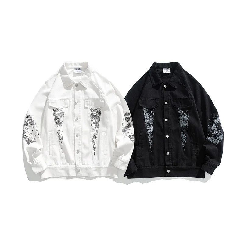 

SEVEYFAN Men's Jacket Cashew Flower Patchwork Loose Casual Young Men's Personalized Fashion Jacket