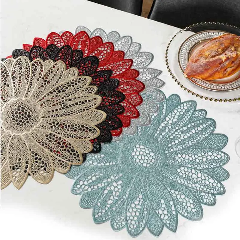 

Thicken western table mat American Christmas placemat hot stamping coaster fashion insulation mat PVC Material Placemat