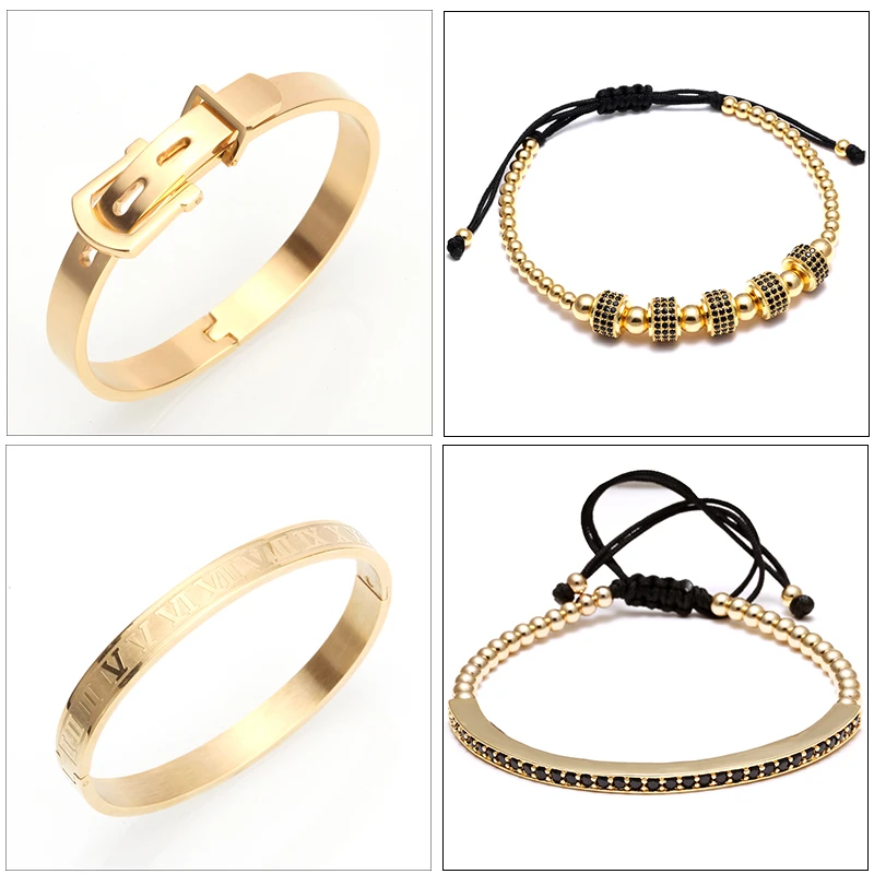 4 шт./компл. роскошный мужской титановый браслет стальной Римский с цифрами для