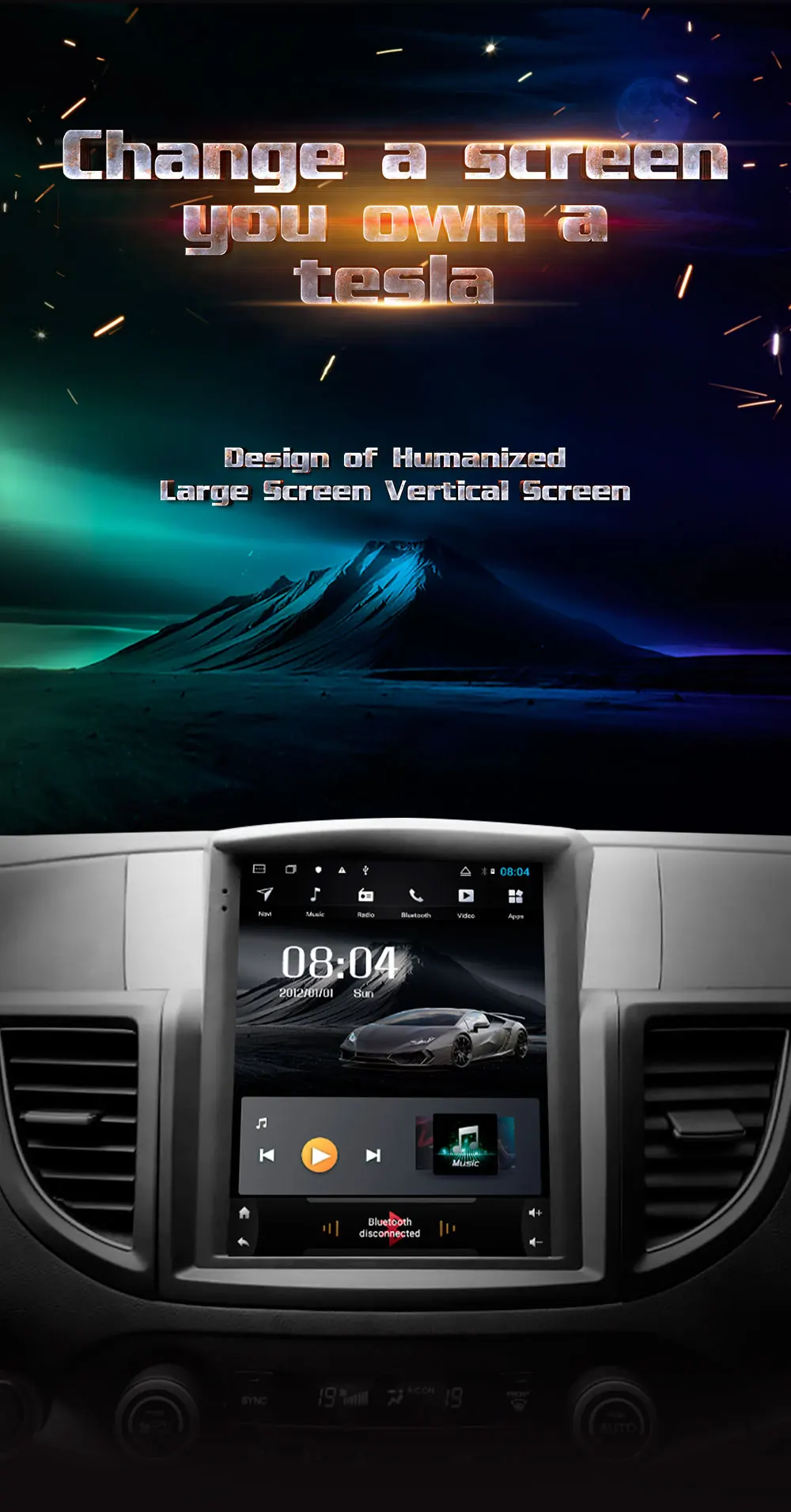 32G rom вертикальный экран android автомобильный gps мультимедийный видео радио плеер в тире для Honda CRV 2012- лет автомобильный navigaton стерео