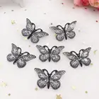 Аппликации для стразы, блестящие, разноцветные, бабочки, плоская задняя сторона, 50 шт., 1 отверстие, бусина, свадебное украшение для дома, рождественский подарок, W754