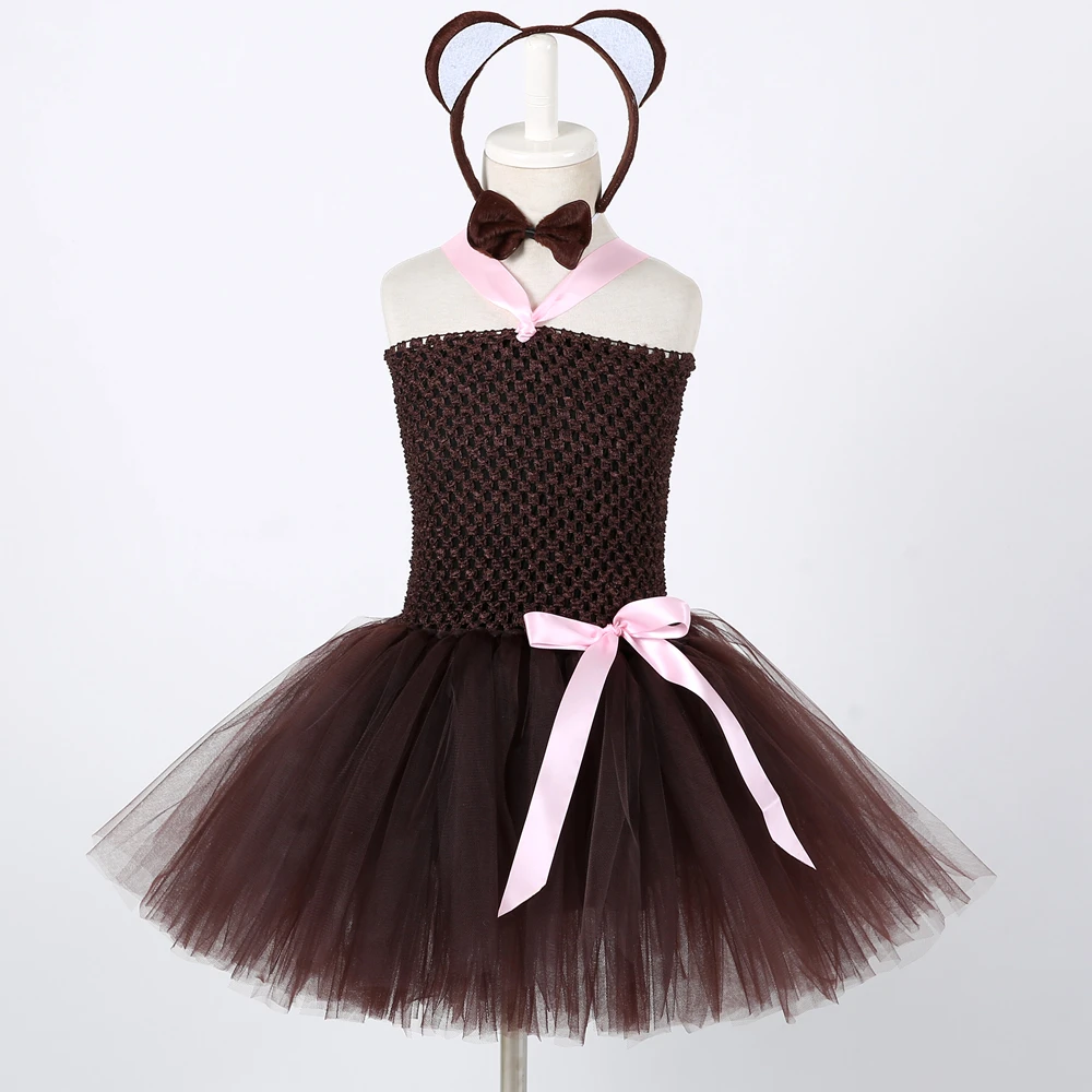 Набор с платьем-пачкой пандой медведем черно-белым милым животным детский