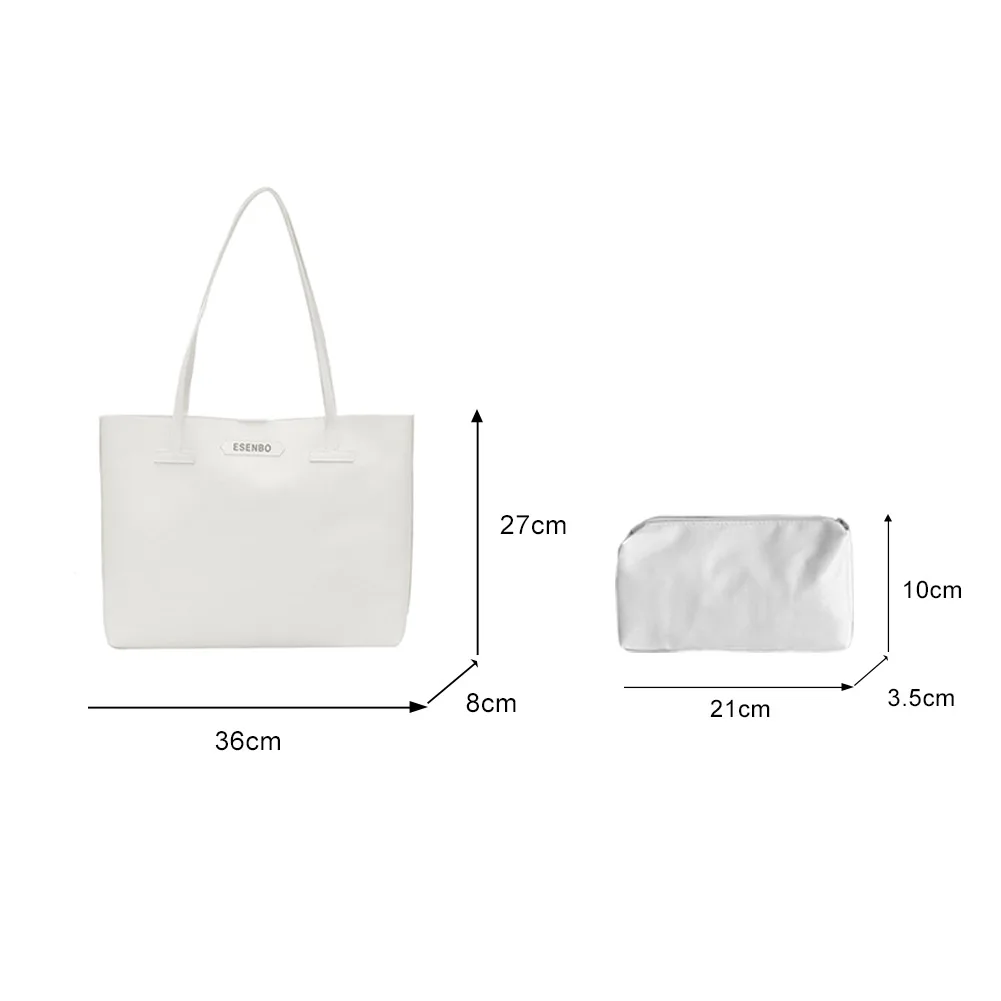 

2pcs/Set Large Capacity Shoulder Bag Women Casual PU Clutch Travel Totes