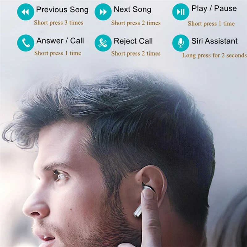 

HiFi Stereo Bluetooth 5.0 Earphones TWS Wireless Headphones Bass Sports Headsets Waterproof Earbuds With Mic VS i9000 i90000 Pro