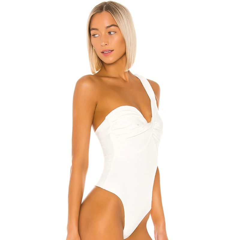 

CUTENOVA Sexy Hollow Out One Shoulder Bodysuits Women Club Party Night Wear Simple Elegant Playsuits Female