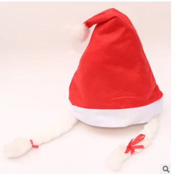 

Brand New Party Christmas Hat With Braid Cute Adults Xmas Party Pageant Supplies Red Xmas Hats Festival Decor