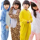 Детская цельная Пижама Кигуруми для мальчиков и девочек, зимний комбинезон в стиле аниме, пижама для детей, теплая Пижама с животными, kengurumi
