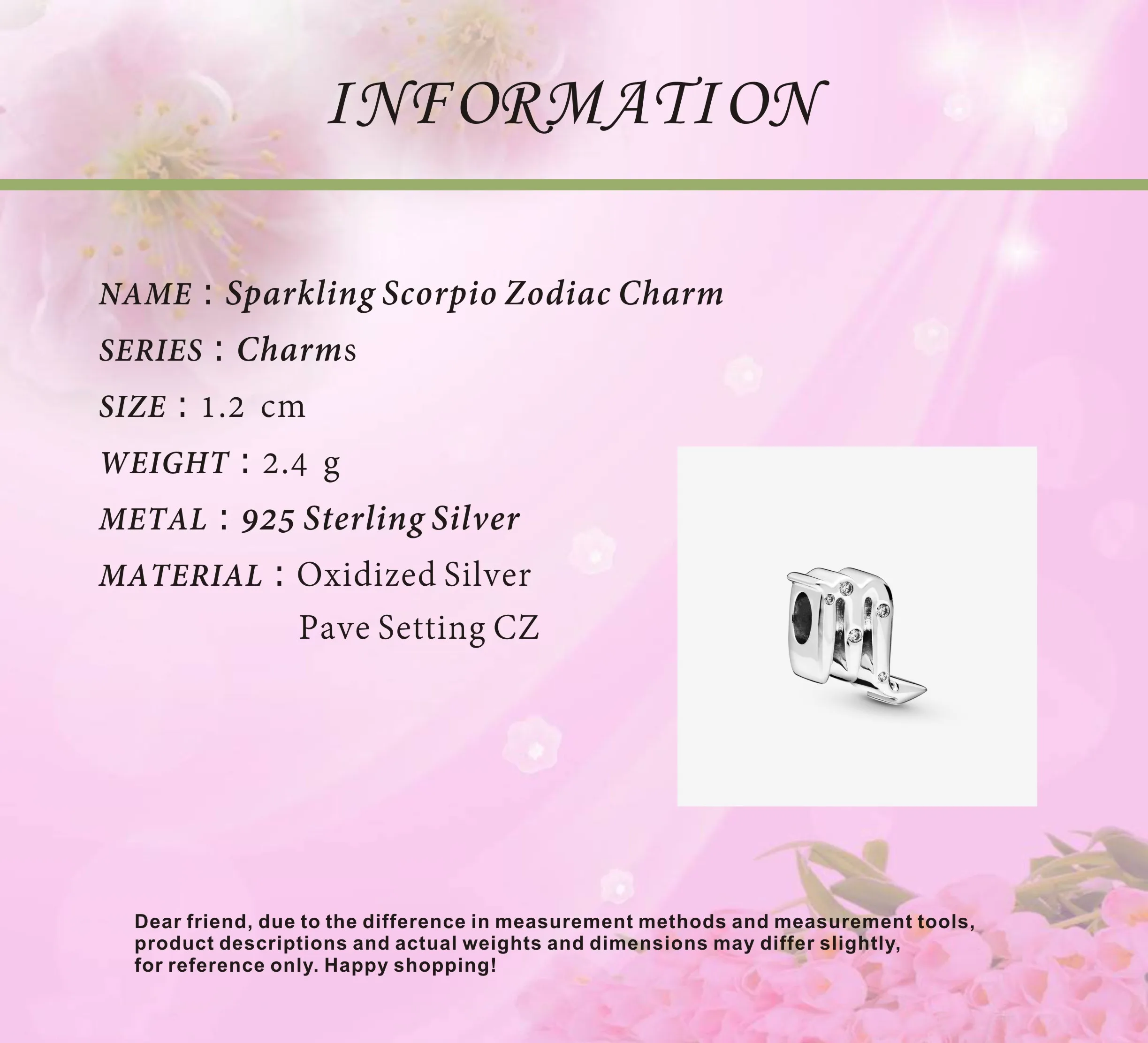 Серебряные бусины 925 пробы модные сверкающие для малышей с принтом Скорпион