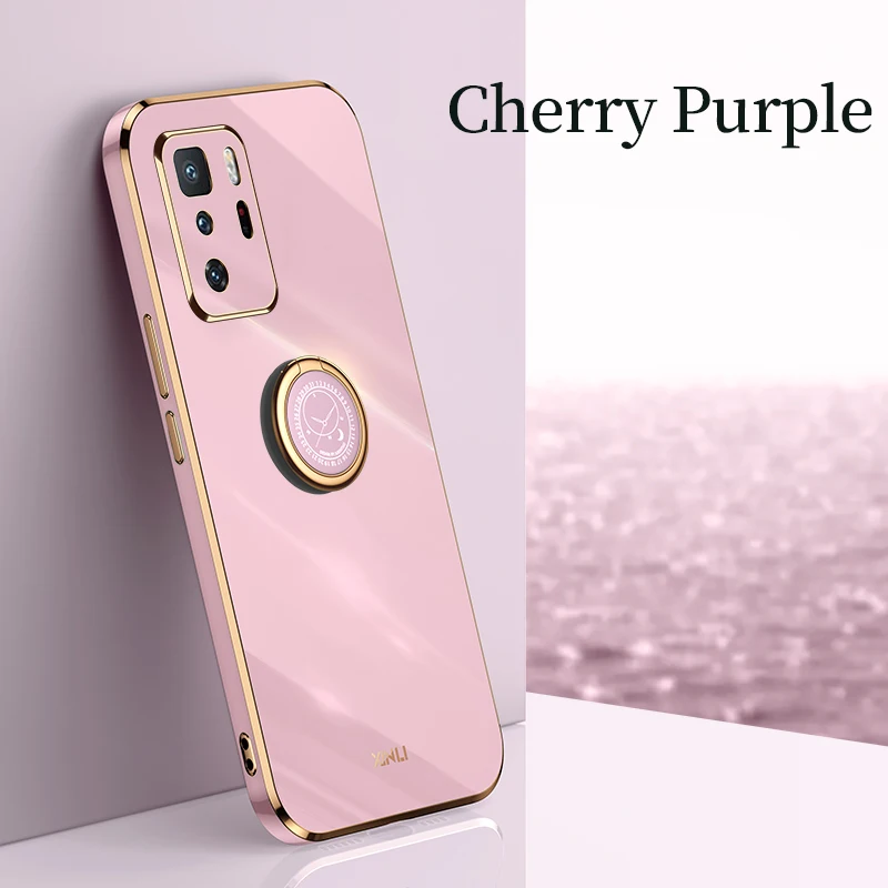 plating square ring holder phone case on for xiaomi mi poco x3 gt m3 pro 5g nfc poko x3gt luxury soft silicone stand back cover free global shipping