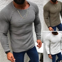 men sweater 2021 new autumn winter slim long sleeved round neck pullover sweater top men fashion solid color men tops