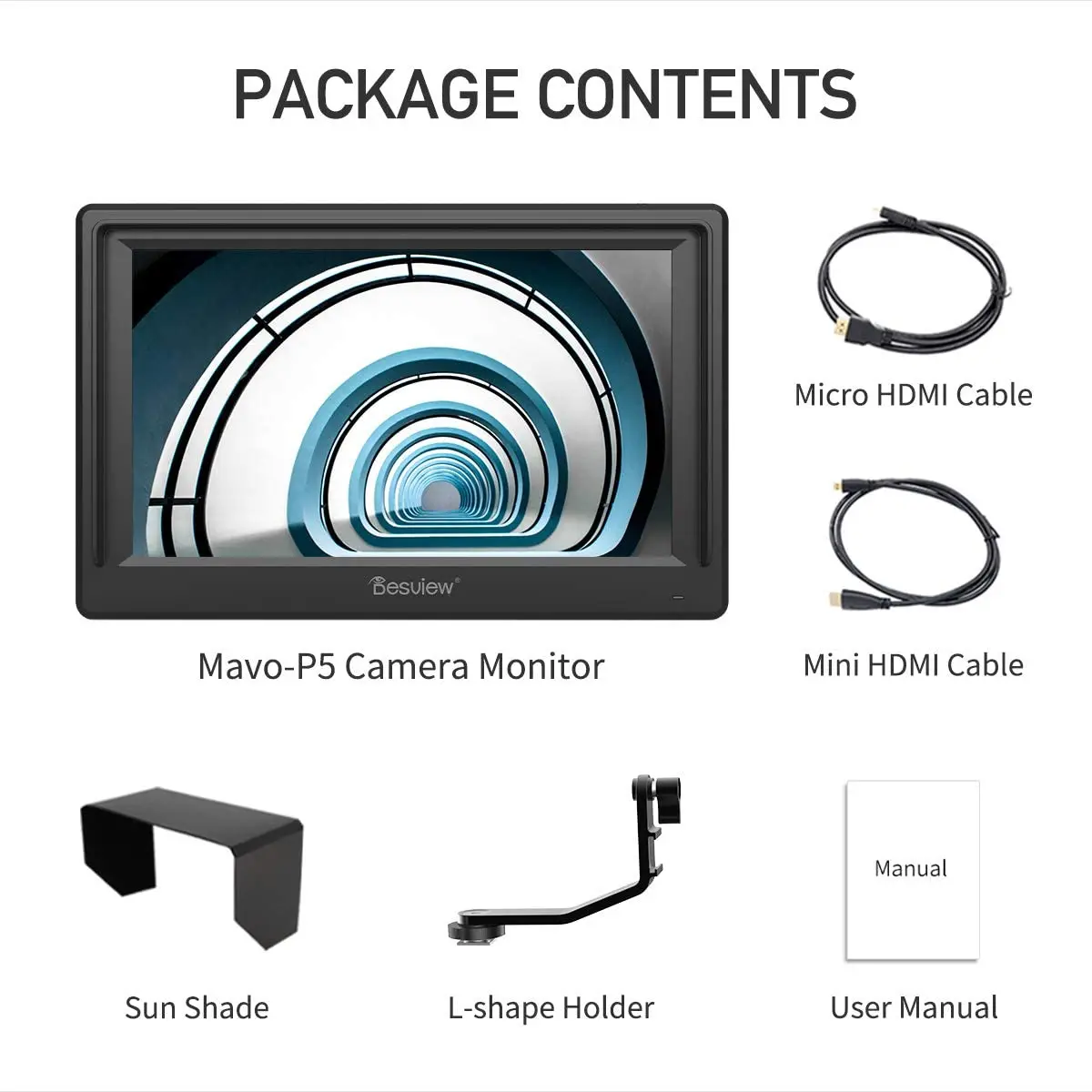

Desview Mavo-P5 Camera Field Monitor, 5.5" Sharp IGZO LCD DSLR camera 4K HDMI Focusing Screen 1920 * 1080 Rec