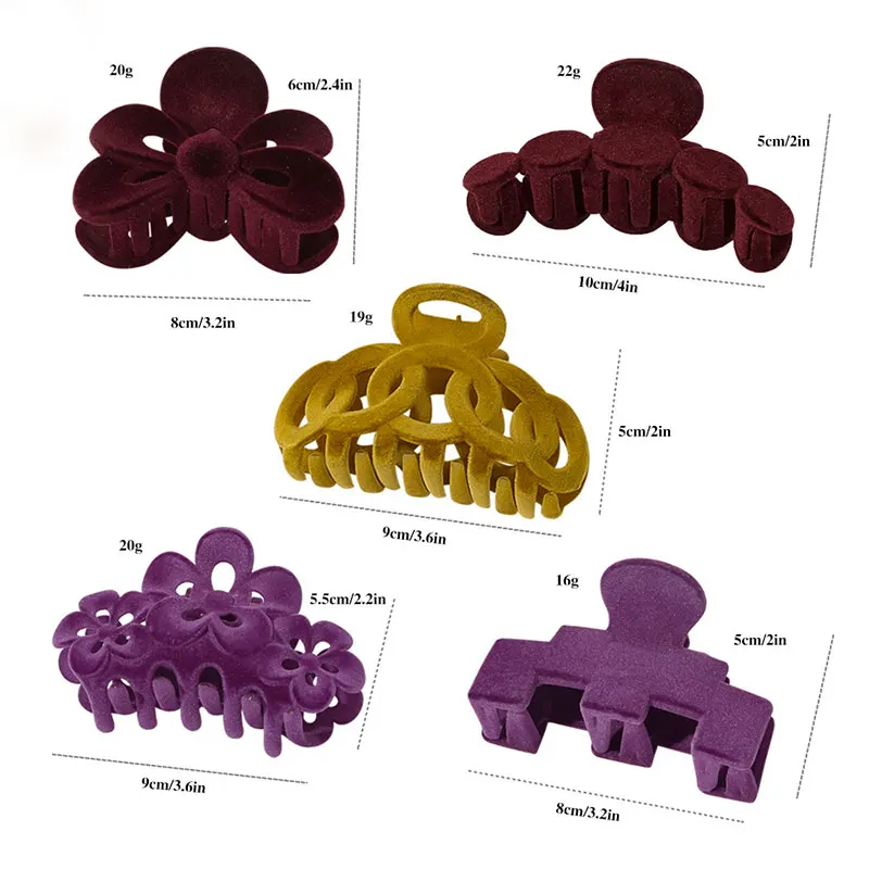 

Simple Hair Claws Flocking Hairpin Geometric Barrette Large Hair Claw Banana Clips French Barrette for women Hair Accessories