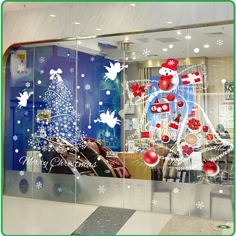 

[SHIJUEHEZI] Christmas Window Stickers DIY Bells Snowflakes Trees Wall Decals for Living Room Nursery New Year Home Decoration