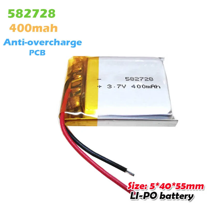582728 3 7 V 400mAh литиевая полимерная аккумуляторная батарея для MP3 MP4 GPS DVD PDA игрушка