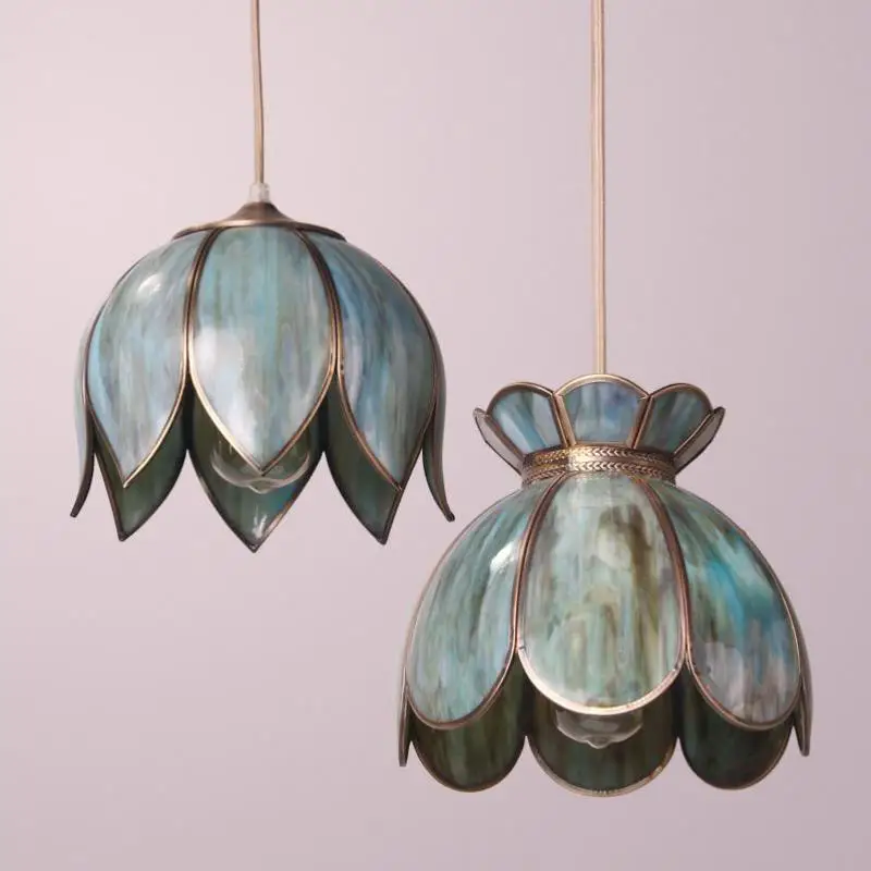 

Vintage gold lotus pendant light retro flower pendant lighting hanging nordic loft light gold brass light in kitchen dining room