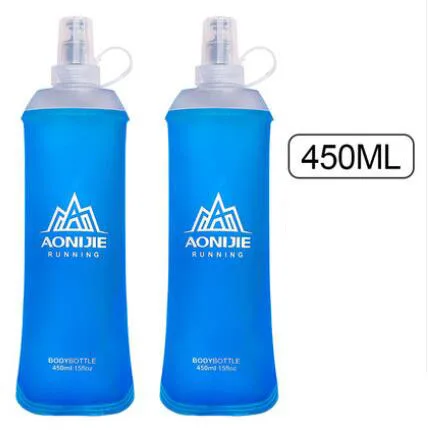 AONIJIE, 450 мл, 500 мл, Спортивная, без бисфенола, складная, мягкая сумка для воды, бутылка для воды, чайник, фляга, гидратационный пакет, мочевой пузырь - Цвет: 2pcs 450ml