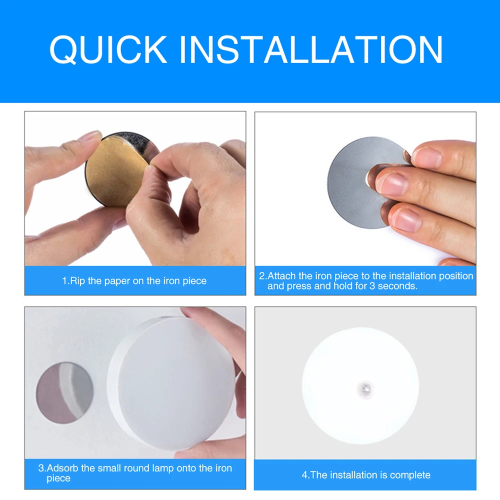 

Motion Sensor Night Light LED PIR Rechargeable Energy saving Portable for Kitchen Cabinet Wardrobe Stairs Toilet Automatic Lamp