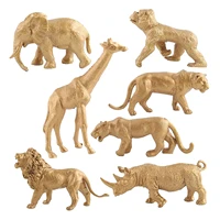 7 pieces of gold version simulation wildlife park animal model toys plastic forest jungle toys