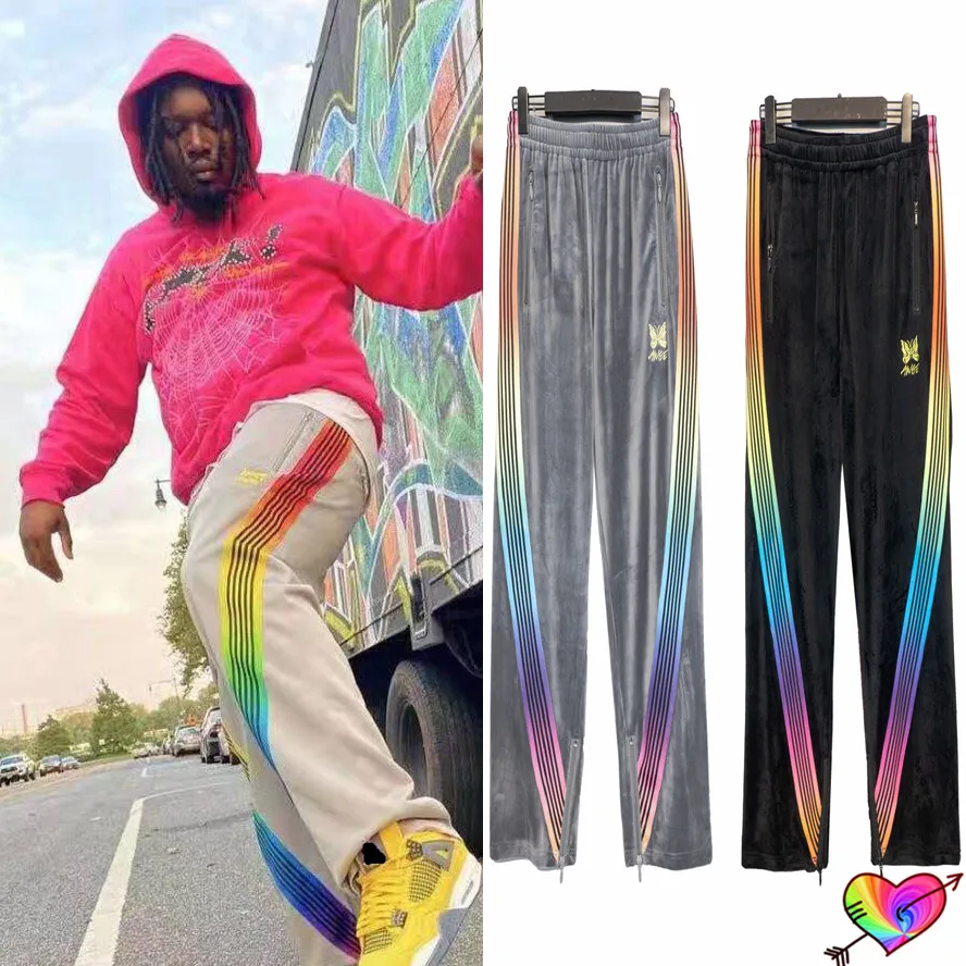 Брюки мужские/женские с вышивкой спортивные бархатные штаны боковой полосой
