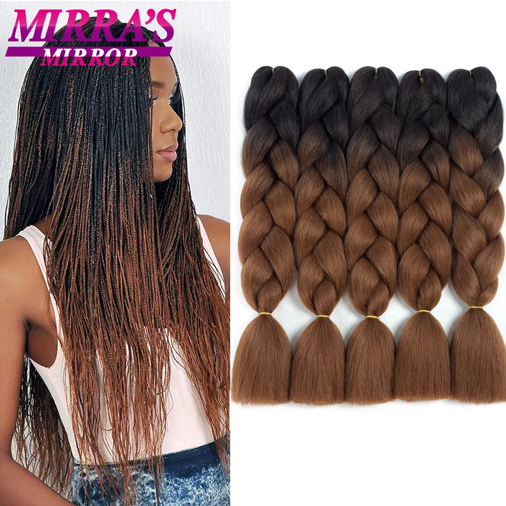 

Mirra’s Mirror 5pcs Braiding Hair Extensions Wholesale 24inch 100g Synthetic Hair African Braided Hair For Women Brown Green