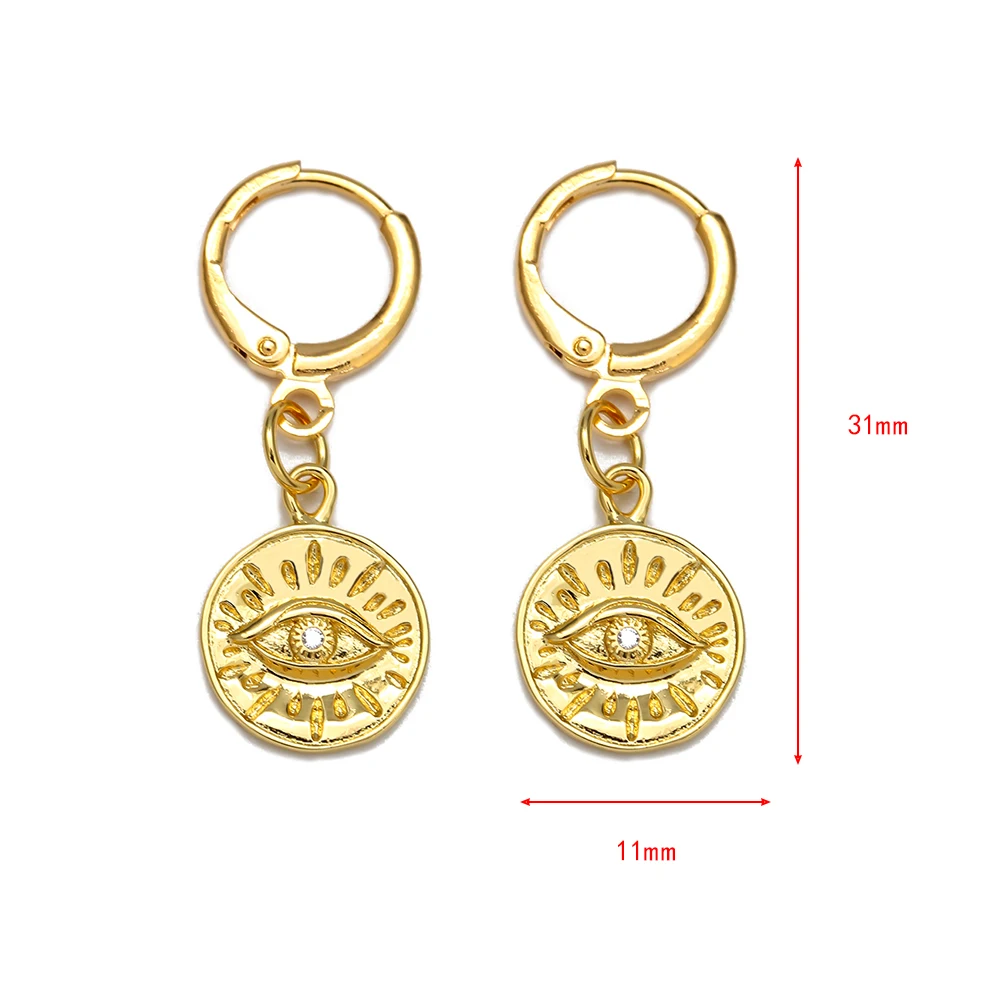 Серьги-подвески женские круглые золотистые/серебристые EY6726 | Украшения и