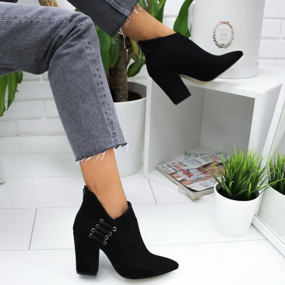 

New Autumn Women's Shoes Fashion Ankle Boots Woman Pointed Toe High Heels Zipper Pumps Female Shoes 2021 Ladies Short Boots