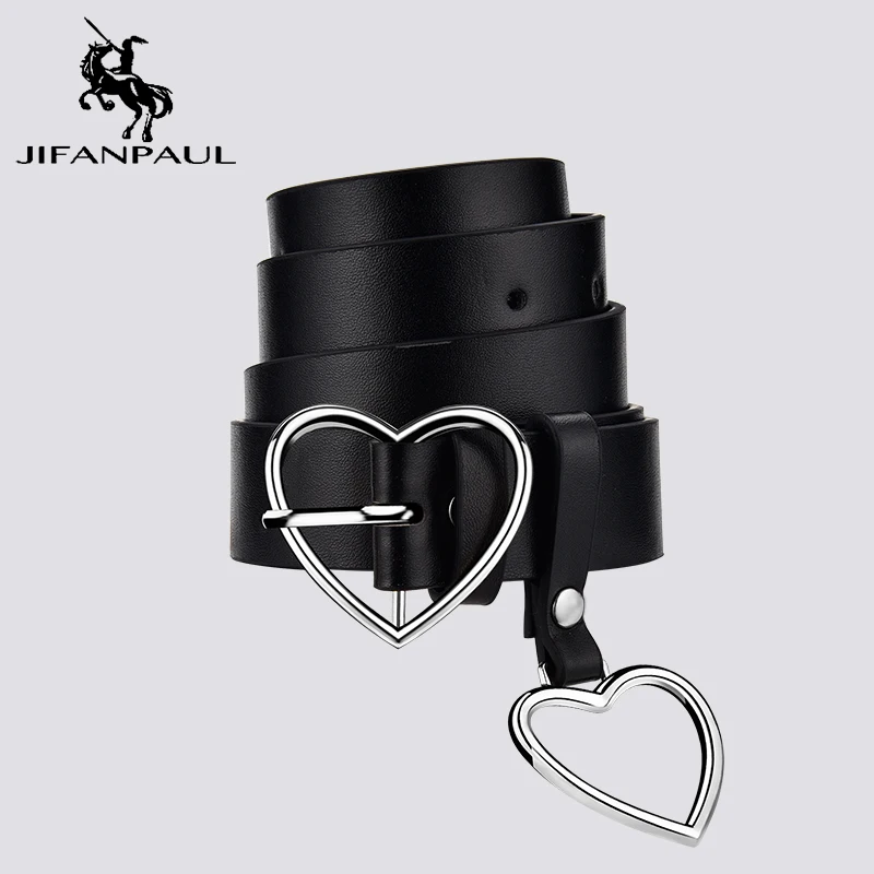 

JIFANPAUL New sweetheart buckle with adjustable ladies luxury brand cute Heart-shaped thin belt high quality punk fashion belts