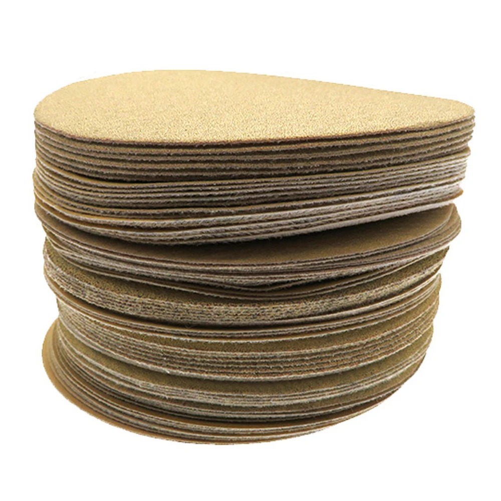 5&quot 6&quot Gold PSA 50pcs Premium Sandpaper Hook loop Self Adhesive Sanding Discs for DA Sanders 40-1000 grits | Инструменты