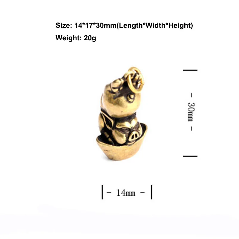 Чистый латунный ручной работы китайский 12 Зодиак счастливый богатый брелок на