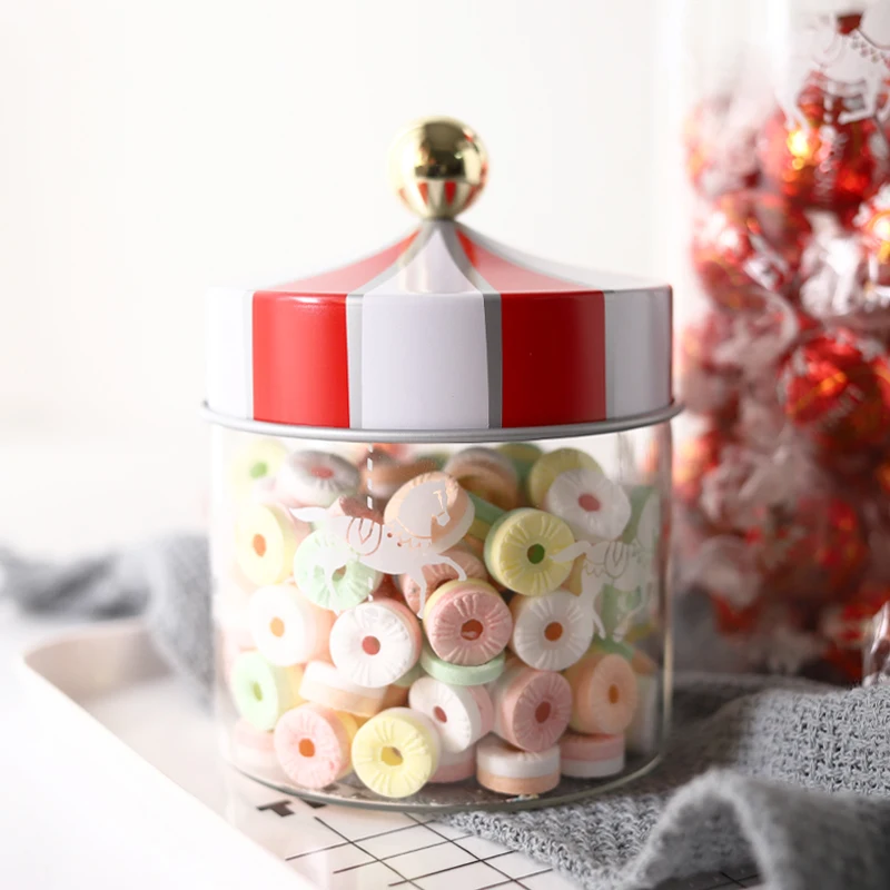 Герметичная стеклянная сахарная банка с Каруселью контейнер для хранения кофе