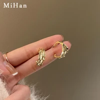 mihan 925 silver needle trendy jewelry geometric earrings popular design irregular gold color metal earrings for party gifts