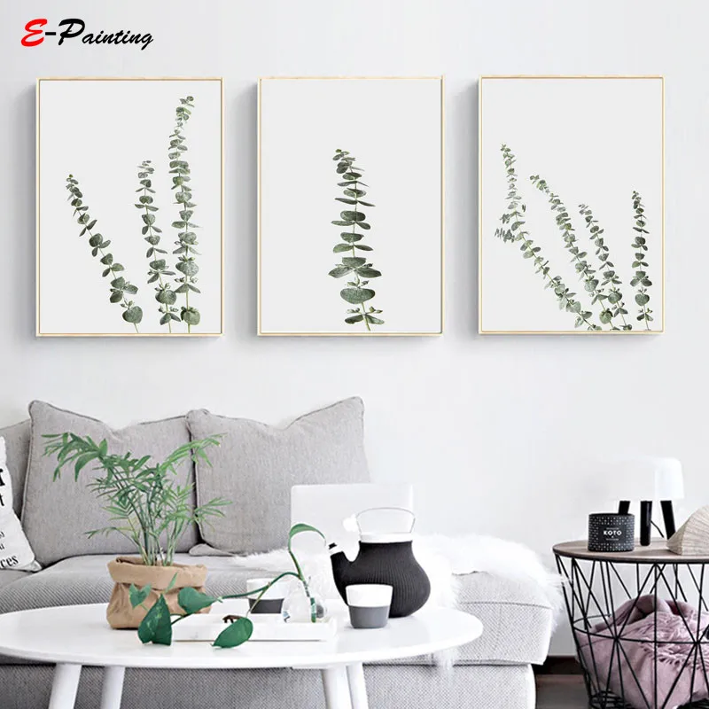 Современная Настенная живопись эвкалипт фотография растение печать на холсте