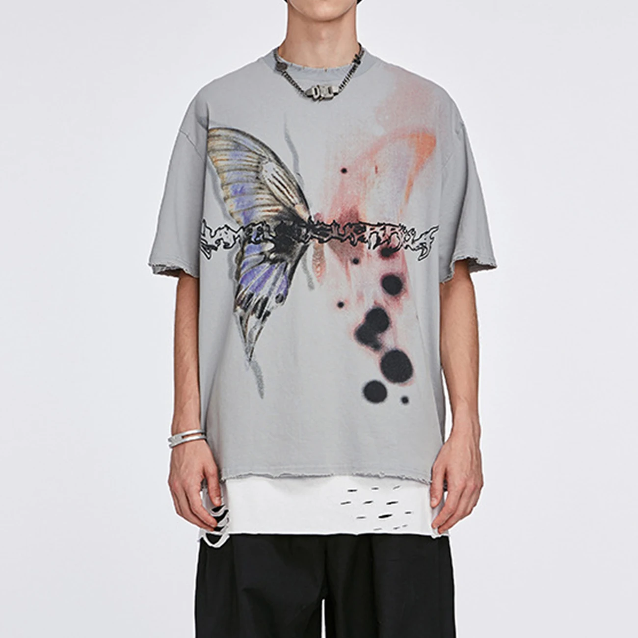 Aelfric Eden футболка с рисунком бабочки и эффектом потертости мужская хлопковая