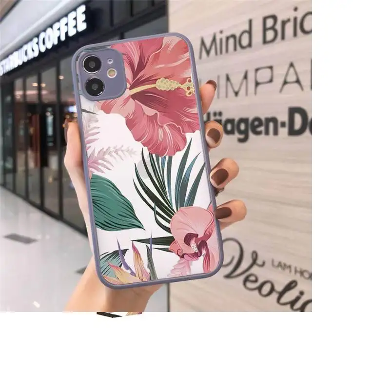 

Vintage Flower Leaves luxury Phone Cases shell matte transparent For iphone 7 8 11 12 plus mini x xs xr pro max cover