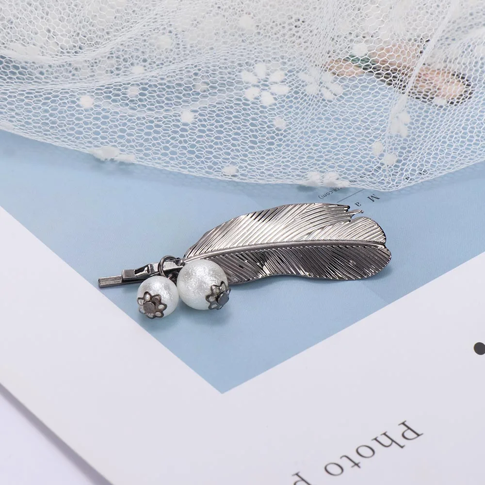 2019 винтажные в виде листика из перьев металлическая заколка для волос стиле панк