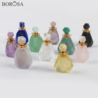 borosa design 4pcs trendy perfume bottle shape natural multi kind stone connectors gems double charms for necklace diy wx1170