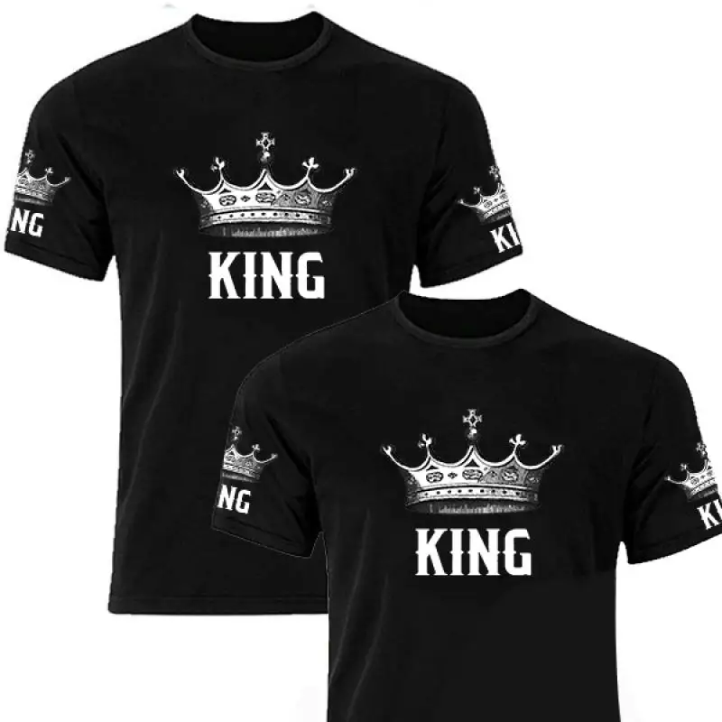 

King Queen Couples T Shirt Crown Printing Couple Clothes Summer T-shirt 2020 Casual O-neck Tops Lovers Tee Shirt Size S-2XL