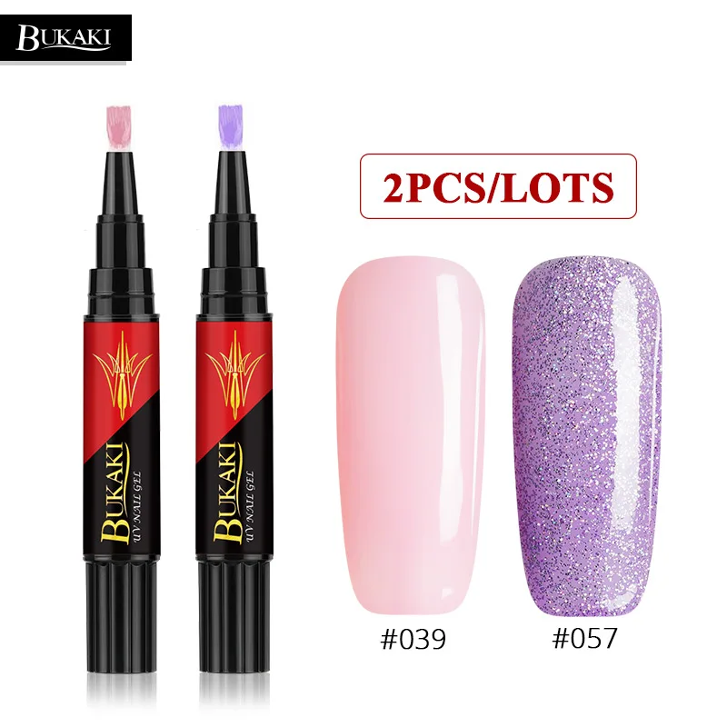 2PCS ZHG1306 BUKAKI купить еще 2 5% скидка легко 3 в 1 гель лак для ногтей ручка 3 шт. ногтей Советы УФ гель лак Гибридный Сахар клей для ногтей один шаг - Цвет: 2PCS ZHG1306