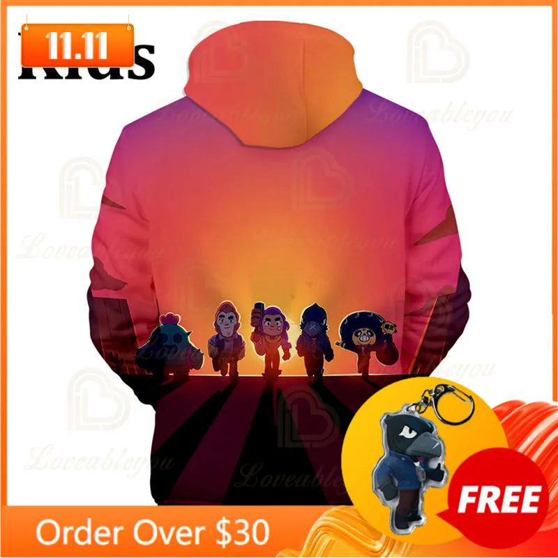 

Crow Leon Children's Wear Kids Hoodies Shooting Game 3d Brawings Boys Girls Harajuku Sweatshirt Long Sleeve Tops Teen Clothes